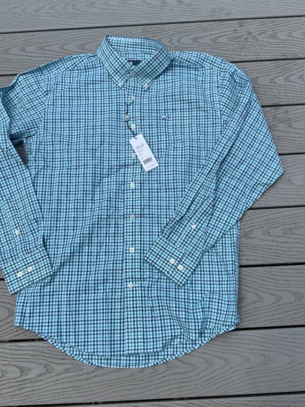 Southern Shirt Mens large Woven Cotton Blend Plaid Sport NWT Blue Long Sleeve